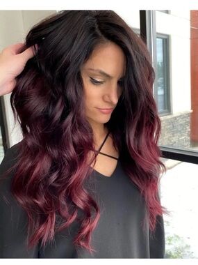 Chelsey Smith Crowns.  Rich Burgundy Ombre Women's Hair Color with Dark Roots